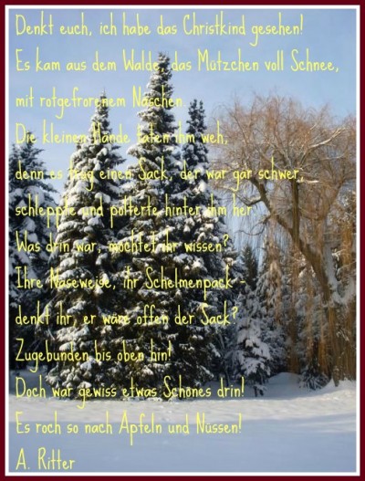 gedicht ich habe das christkind gesehen