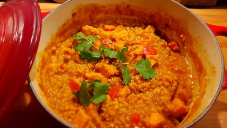 linsen curry mit süsskartoffeln