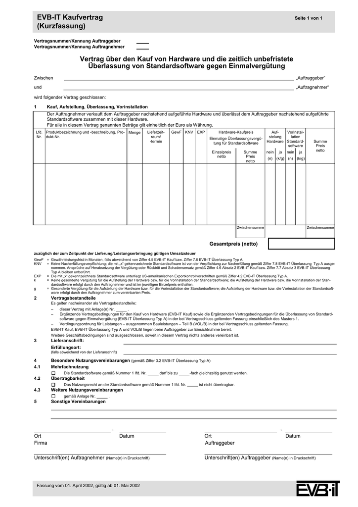 evb it vertrag download