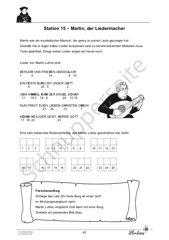 martin luther 4. klasse test