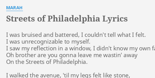 streets of philadelphia lyrics deutsch