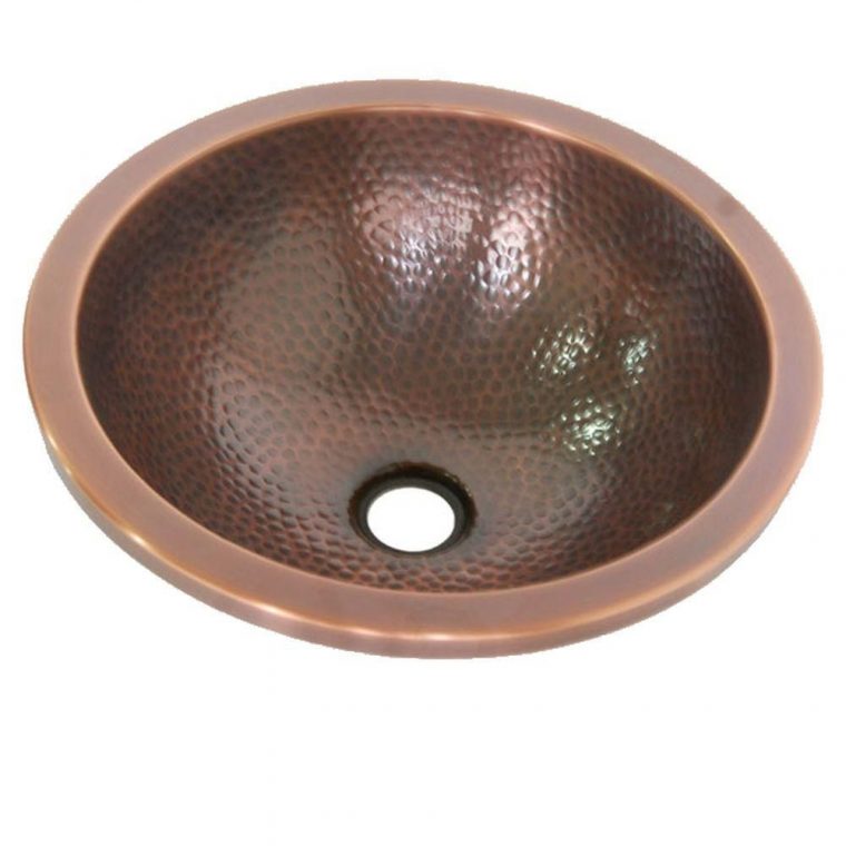 14" Undermount Round Hammered Medium Antique Copper Sink intérieur Hammered Copper Undermount Sink