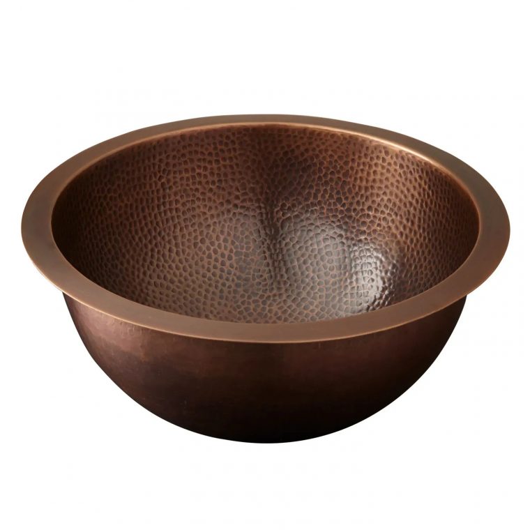 16" Baina Extra-Deep Round Hammered Copper Sink – Bathroom serapportantà Hammered Copper Undermount Sink