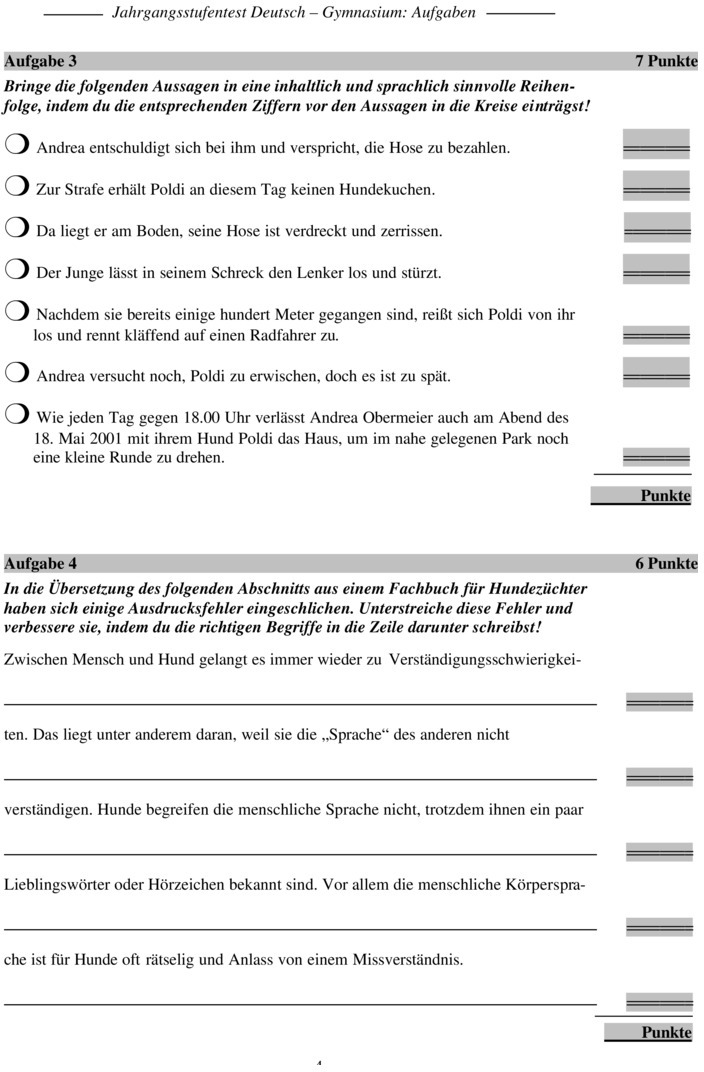 jahrgangsstufentest realschule bayern 6. klasse deutsch text