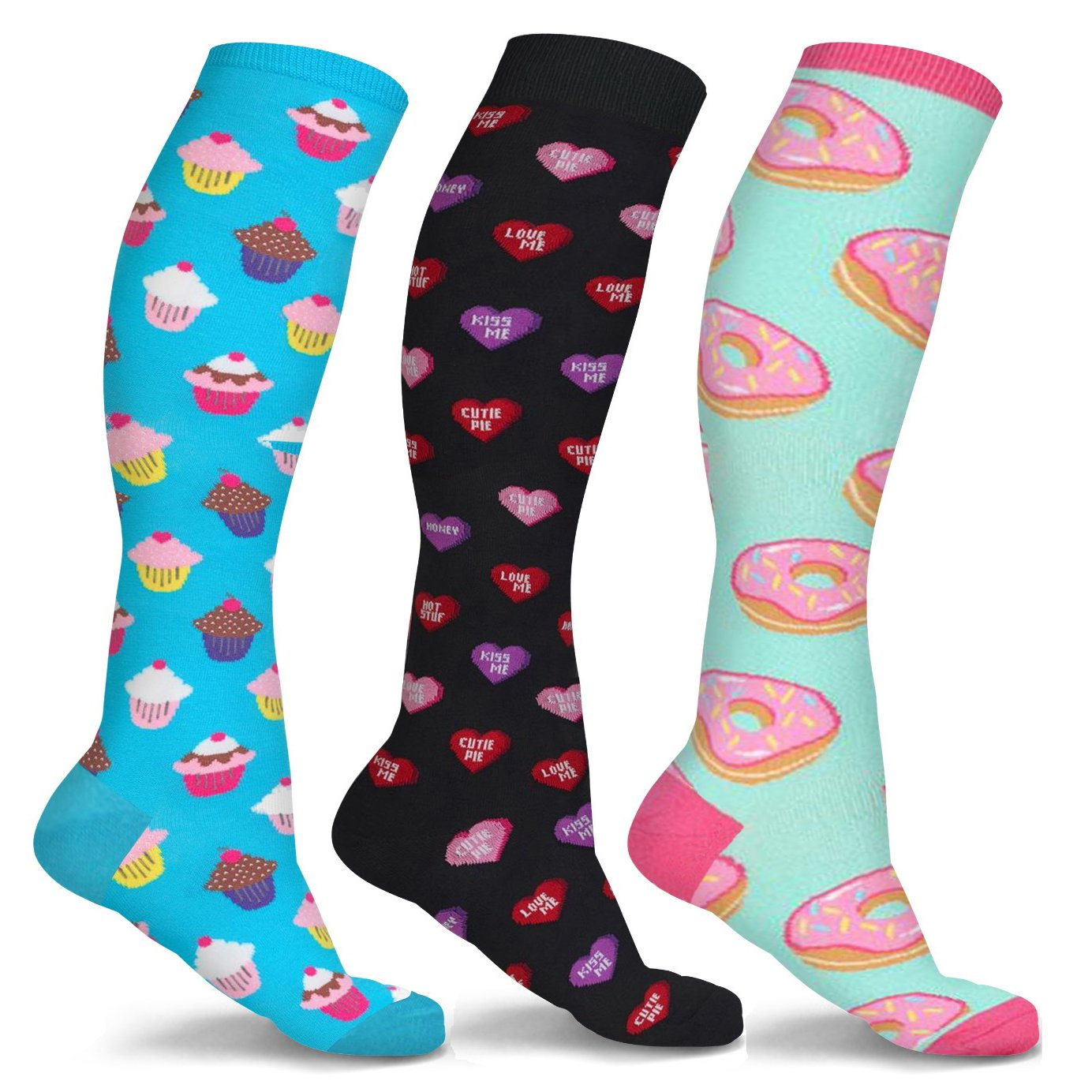 3-Pairs: Dcf Uni Fun And Patterned Knee-High destiné Compression Socks Walmart