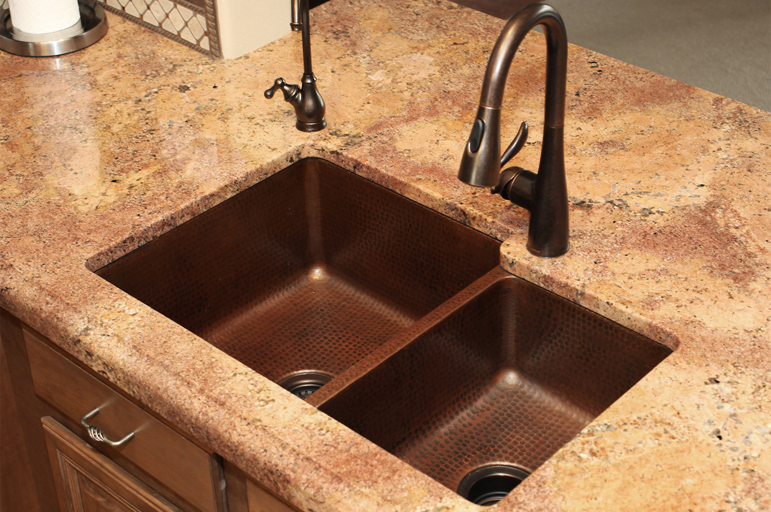 33&amp;quot; Hammered Copper 6040 Double Basin Kitchen Sink dedans Hammered Undermount Kitchen Sink 