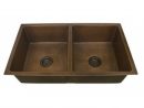 36&quot; Bristol Double-Bowl Hammered Copper Undermount Sink tout Hammered Copper Undermount Kitchen Sink