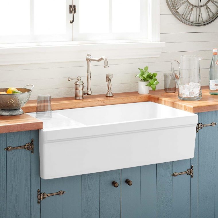 36" Gallo Fireclay Farmhouse Sink With Drainboard – White dedans 36 Inch Undermount Farmhouse Sink