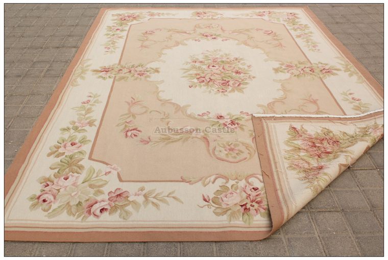 8X10 Shabby French Chic Aubusson Rug Light Pink Ivory dedans Shabby Chic Area Rugs