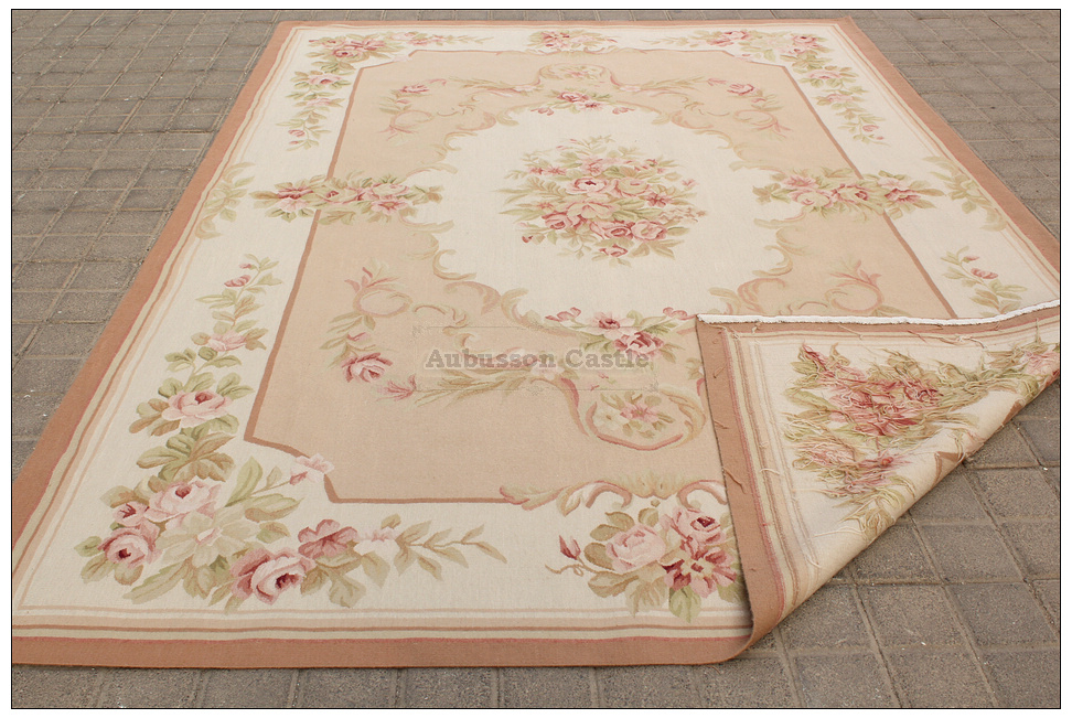 8X10 Shabby French Chic Aubusson Rug Light Pink Ivory dedans Shabby Chic Area Rugs 