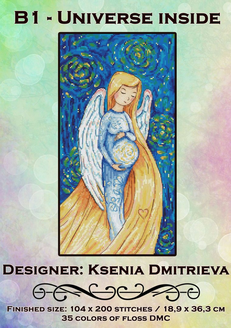 Angel Cross Stitch Pattern Pdf Instant Download Universe concernant Angel Wings Cross Stitch Pattern