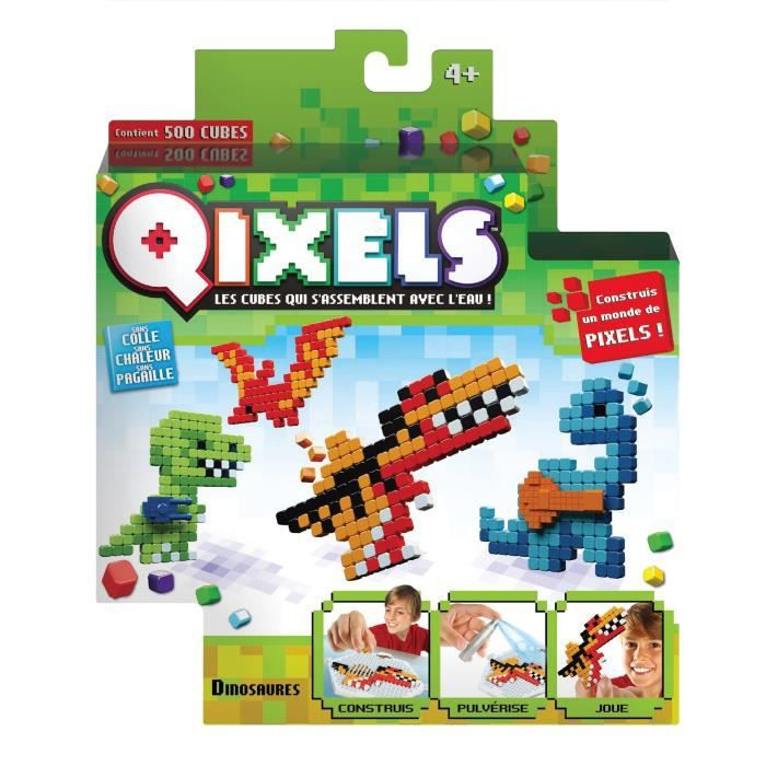 Asmokids - Qixels - Mini Kit 4 Créations - Thème tout Dessin Pixel Dinosaure 