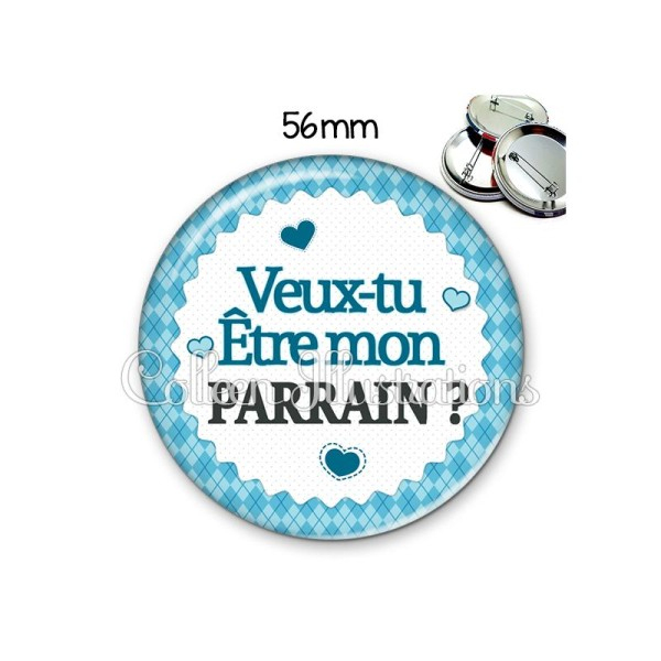 Badge 56Mm Veux-Tu Être Mon Parrain - Badges - Creavea intérieur Rebus Demande Parrain 