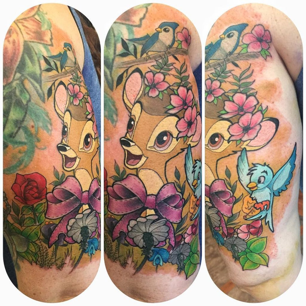 Bambi Fan Art, Neo-Traditional Tattoo  Level-Up Tattoo Studio à Tattoo Artist Saskatoon 