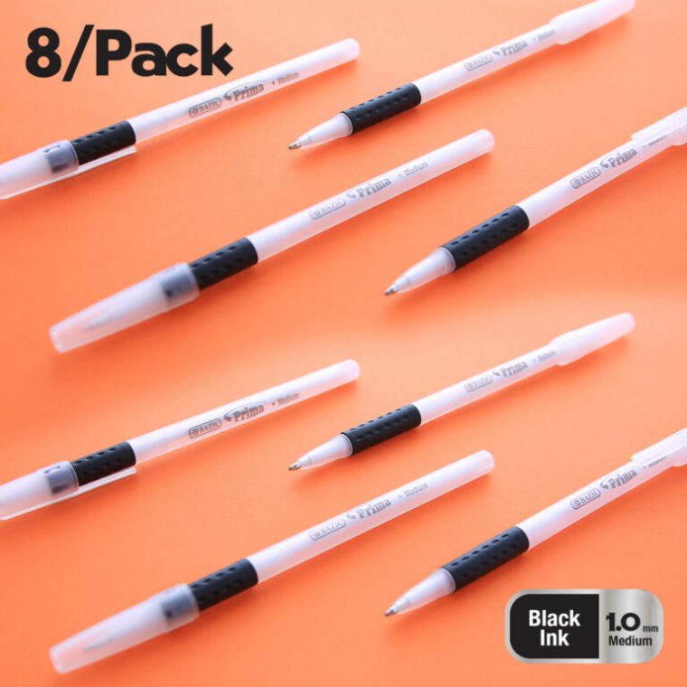 Bazic Prima Black Stick Pen W Cushion Grip (8Pack) Bazic destiné Prima Pens Pencils And Markers