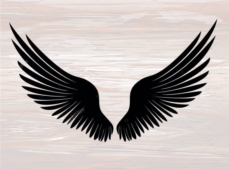 Black Silhouette Wings. Vector Illustration On Wooden intérieur Wings Vector