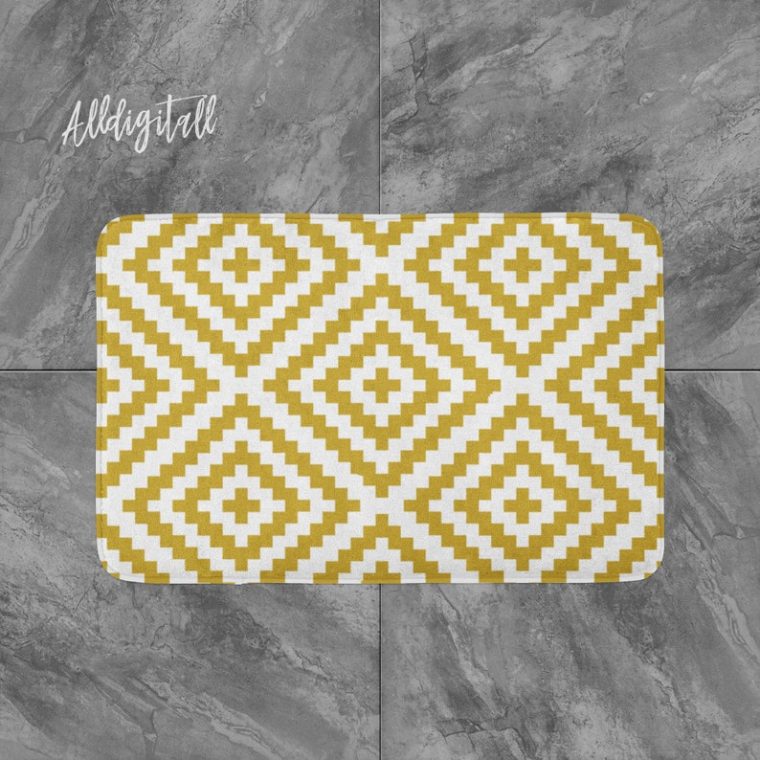 Bohemian Shower Curtain Mustard Yellow Bathroom Decor Boho pour Mustard Bathroom Accessories