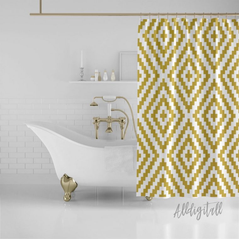 Bohemian Shower Curtain Mustard Yellow Bathroom Decor Boho pour Mustard Bathroom Accessories