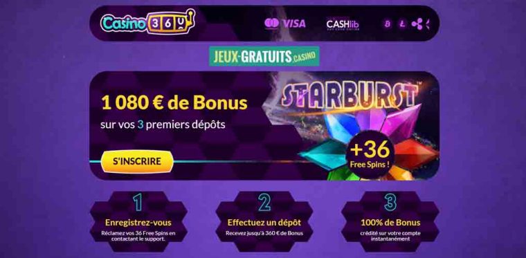 Bonus Sans Dépôt : 36 Tours Gratuits Sur Casino360 – Jeux destiné Casino Gratuit Sans Telechargement Sans Inscription