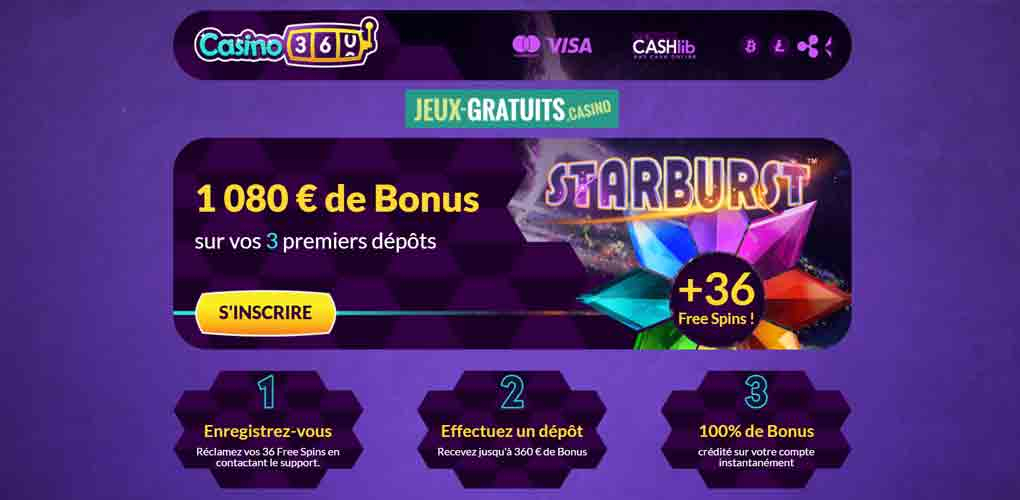 Bonus Sans Dépôt : 36 Tours Gratuits Sur Casino360 - Jeux destiné Casino Gratuit Sans Telechargement Sans Inscription