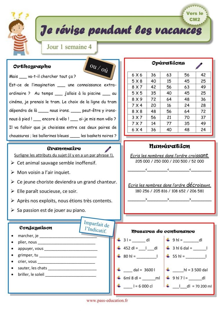 Cahier De Vacances Gratuit À Imprimer – Cm1 Vers Le Cm2 intérieur Cahier De Vacances Ce2 Vers Cm1 A Imprimer