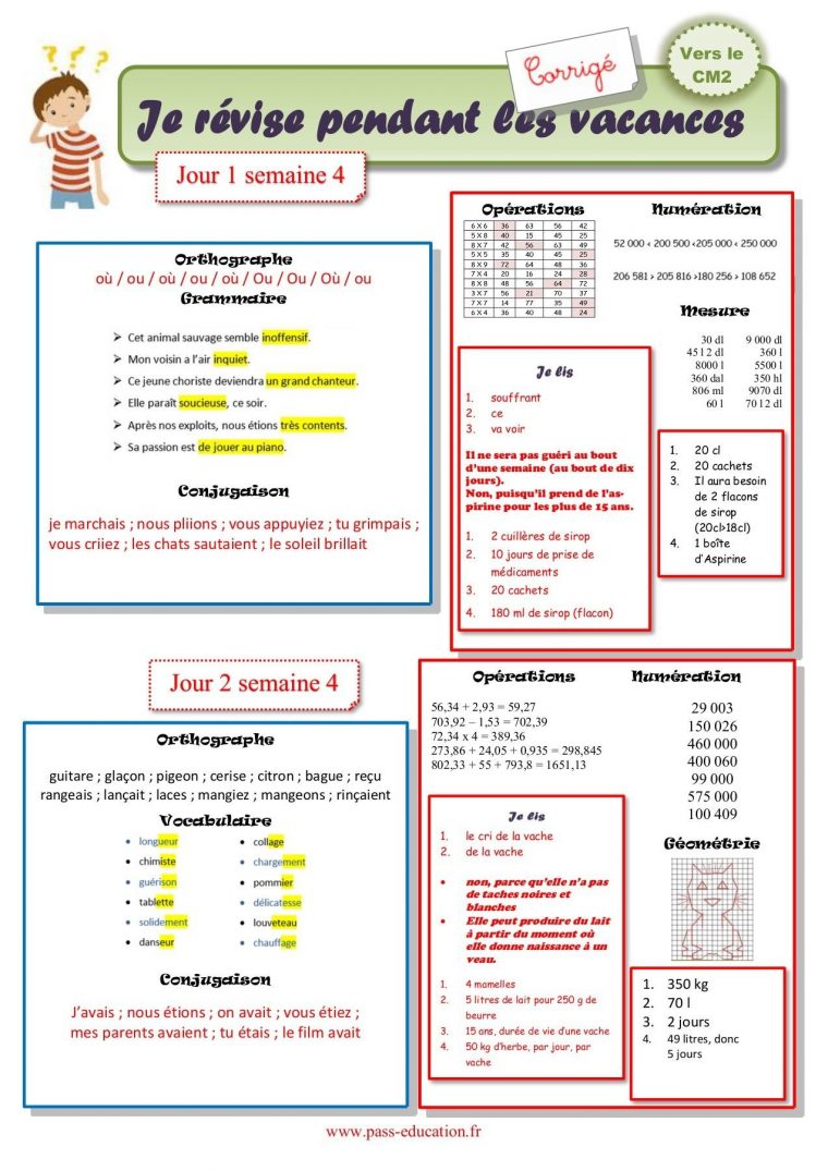 Cahier De Vacances Gratuit À Imprimer – Cm1 Vers Le Cm2 tout Cahier De Vacances Ce2 Vers Cm1 A Imprimer