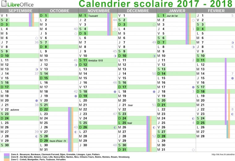 Calendrier 2017-2018 À Imprimer : Jours Fériés – Vacances concernant Calendrier Excel 2017