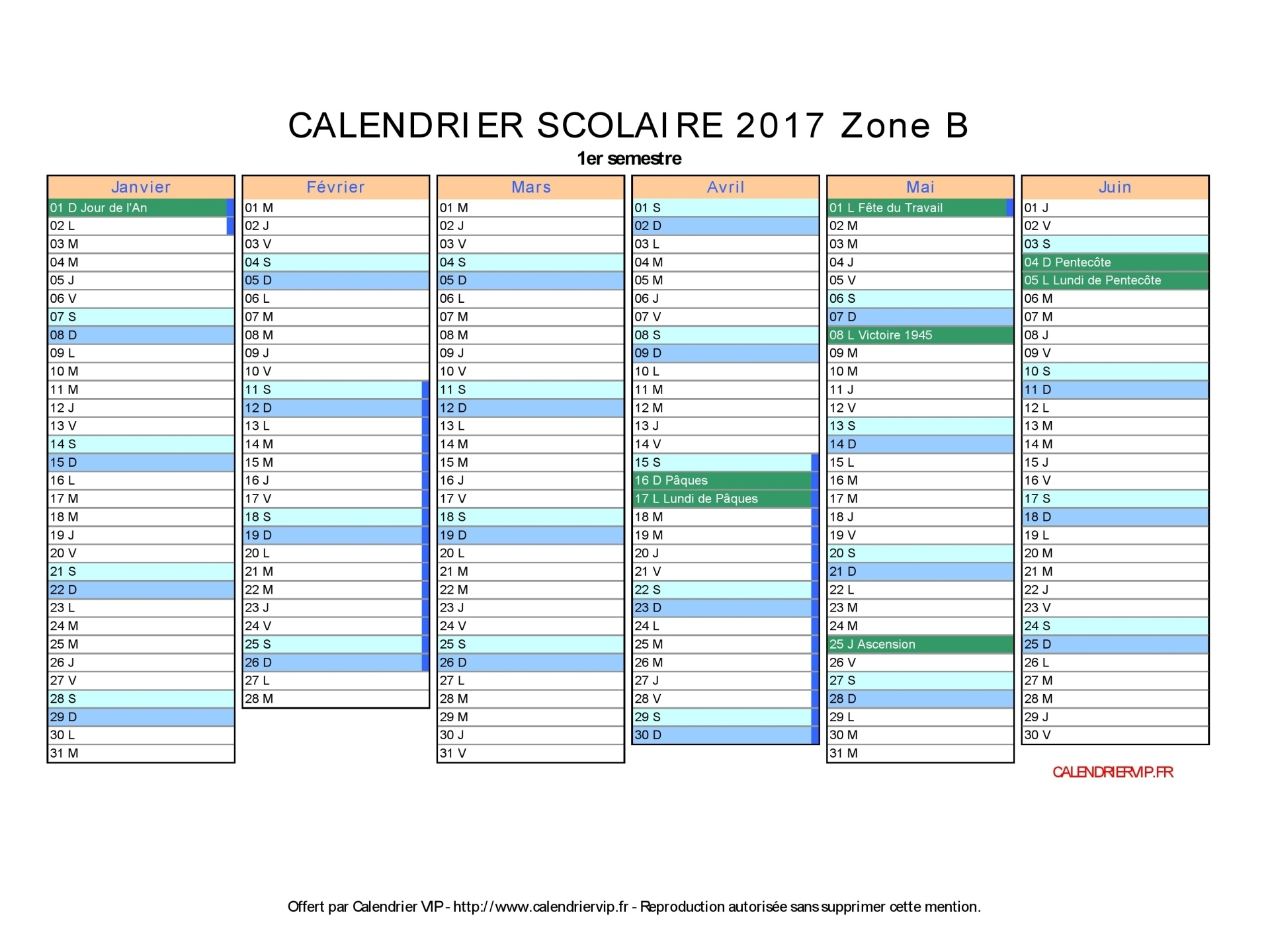 Calendrier Scolaire 2017 À Imprimer Gratuit En Pdf Et Excel destiné Calendrier Excel 2017