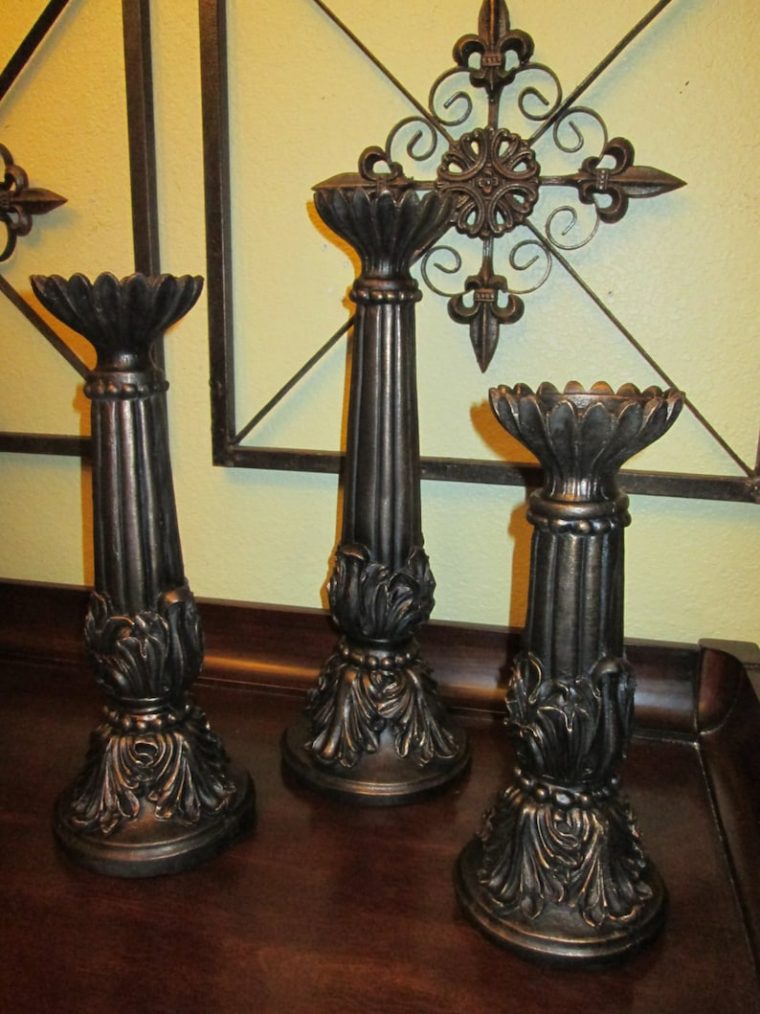 Candlesticks Set Of 3 Old World Tuscan Handmade Old World avec Tuscan Style Candle Holders