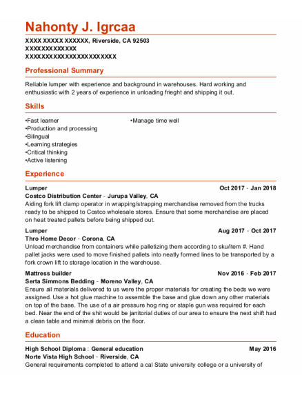 Capstone Logisticsdmg Lumper Resume Sample - Resumehelp à Capstone Logistics, Llc Careers 