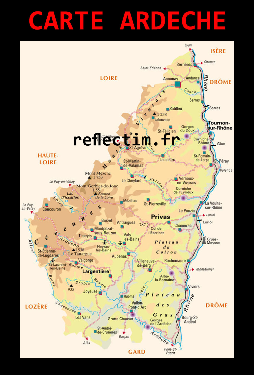 Carte Ardèche - Voyages - Cartes encequiconcerne Carte De France Détaillée A Imprimer 