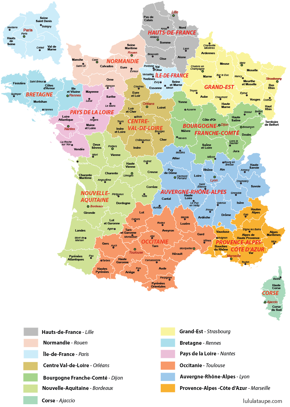 Carte De France Avec Départements Et Régions À Imprimer tout Plan Des Régions De France 