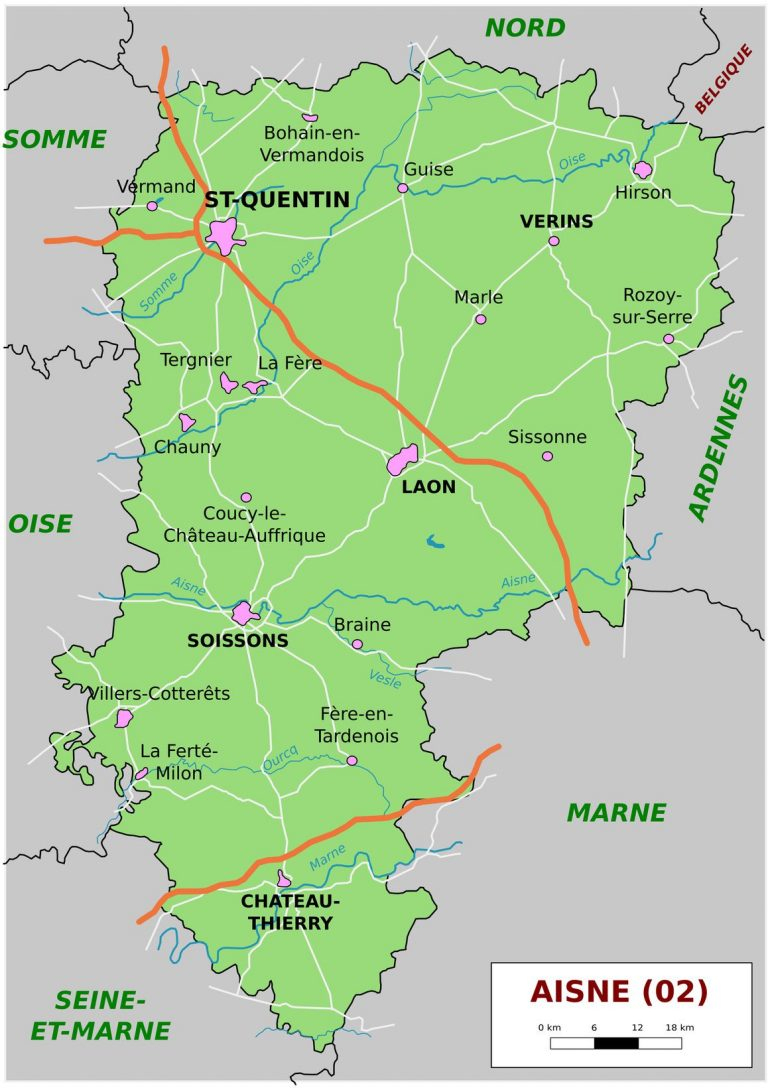 Carte De L&amp;#039;Aisne - Aisne Carte Du Département 02 - Villes intérieur Carte De France Détaillée A Imprimer 