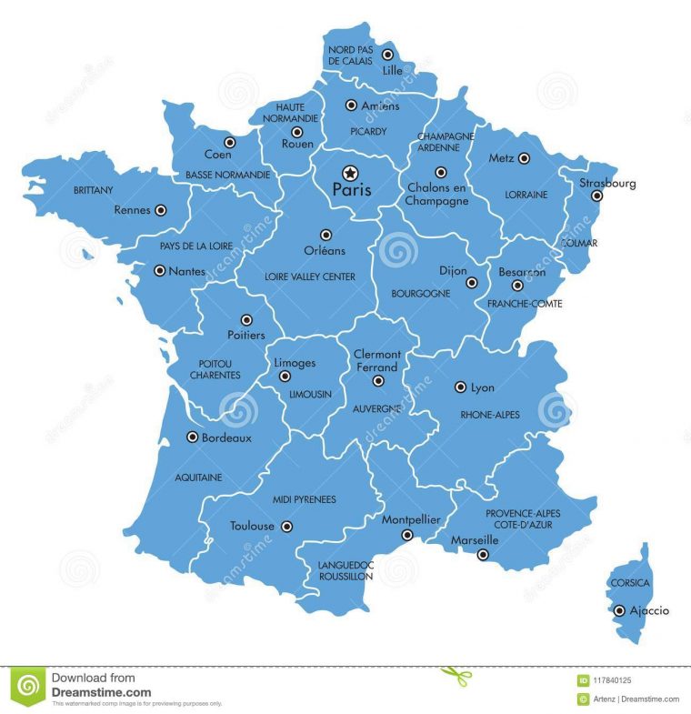 Carte De Vecteur Des Frances Avec Les Provinces Et Le avec Carte France Vecteur