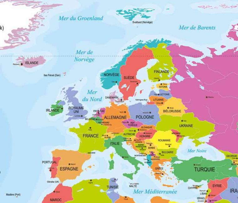 Carte Europe Villes » Vacances – Guide Voyage intérieur Capitale Des Pays Européens