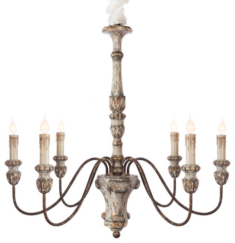 Catania 6-Light Vintage-Style French Country Wooden tout French Country Chandelier Lighting