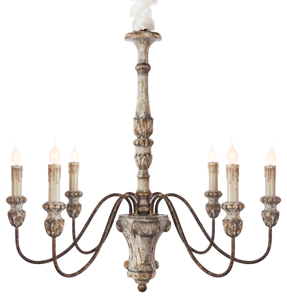 Catania 6-Light Vintage-Style French Country Wooden tout French Country Chandelier Lighting 