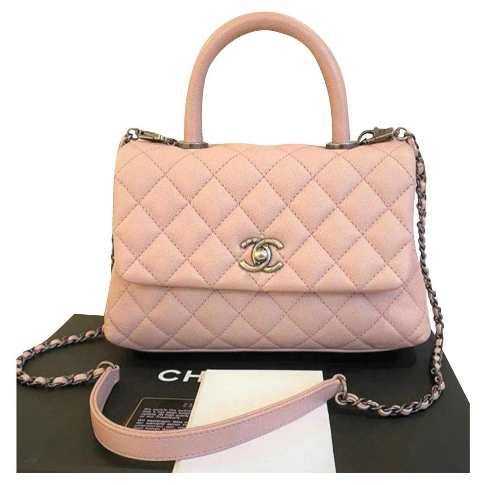 Chanel Pink Mini Coco Handle Bag Leather Ref.196608 - Joli intérieur Chanel Cocoon Bag 