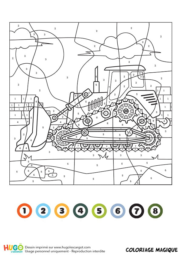 Coloriage Magique Ce1 : Un Bulldozer  Coloriage Magique serapportantà Coloriage Buggy 