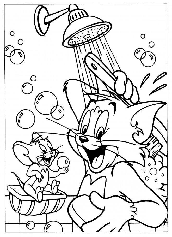 Coloriage Tom Et Jerry Font Une Douche Dessin Gratuit À serapportantà Dessins A Colorier Et Imprimer