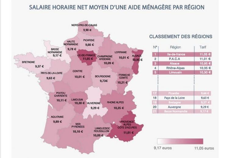 Combien Coûte Une Heure De Ménage Dans Votre Région? intérieur Combien De Region Administrative En France