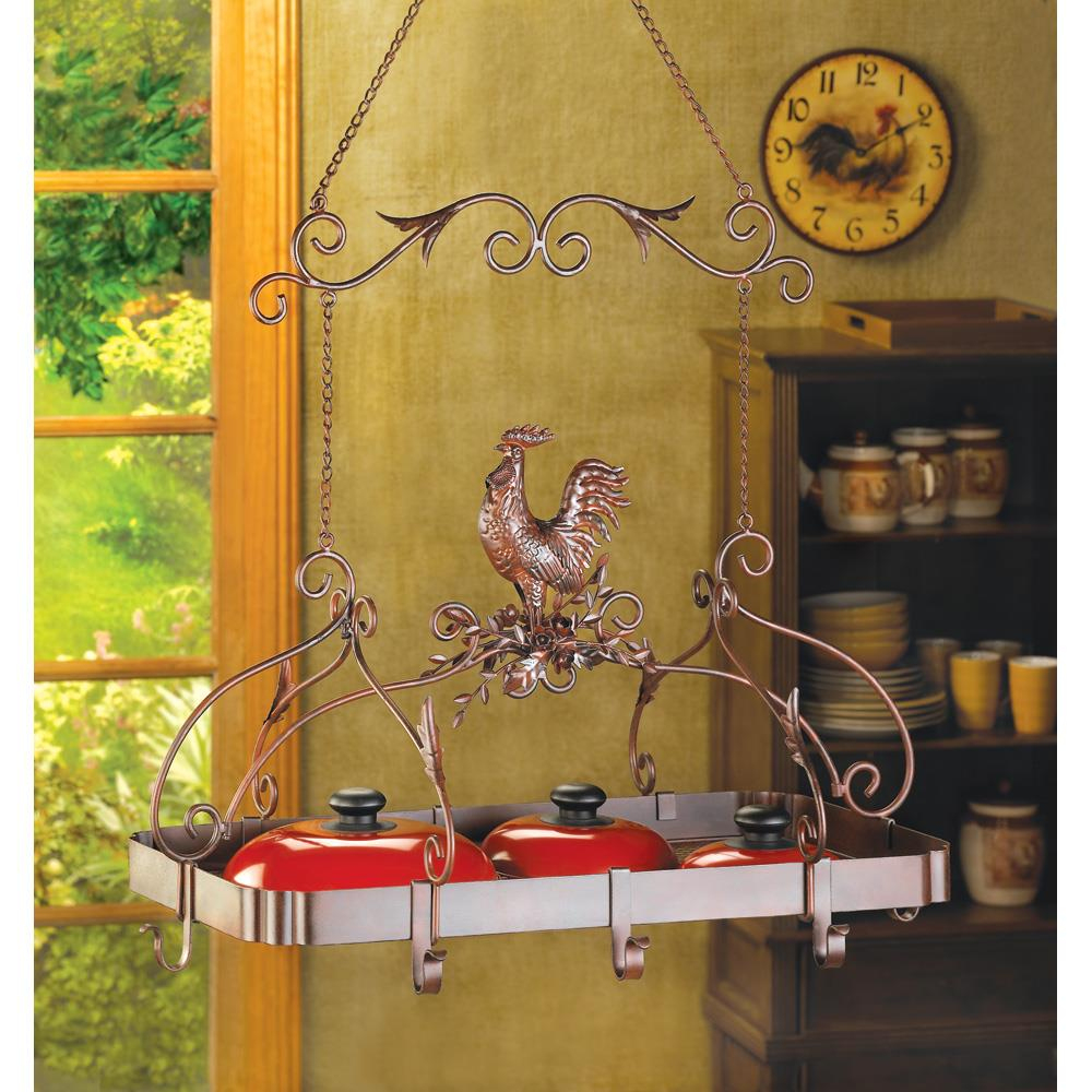 Country Rooster Kitchen Pot Rack Wholesale At Koehler Home intérieur Rooster Kitchen Decor