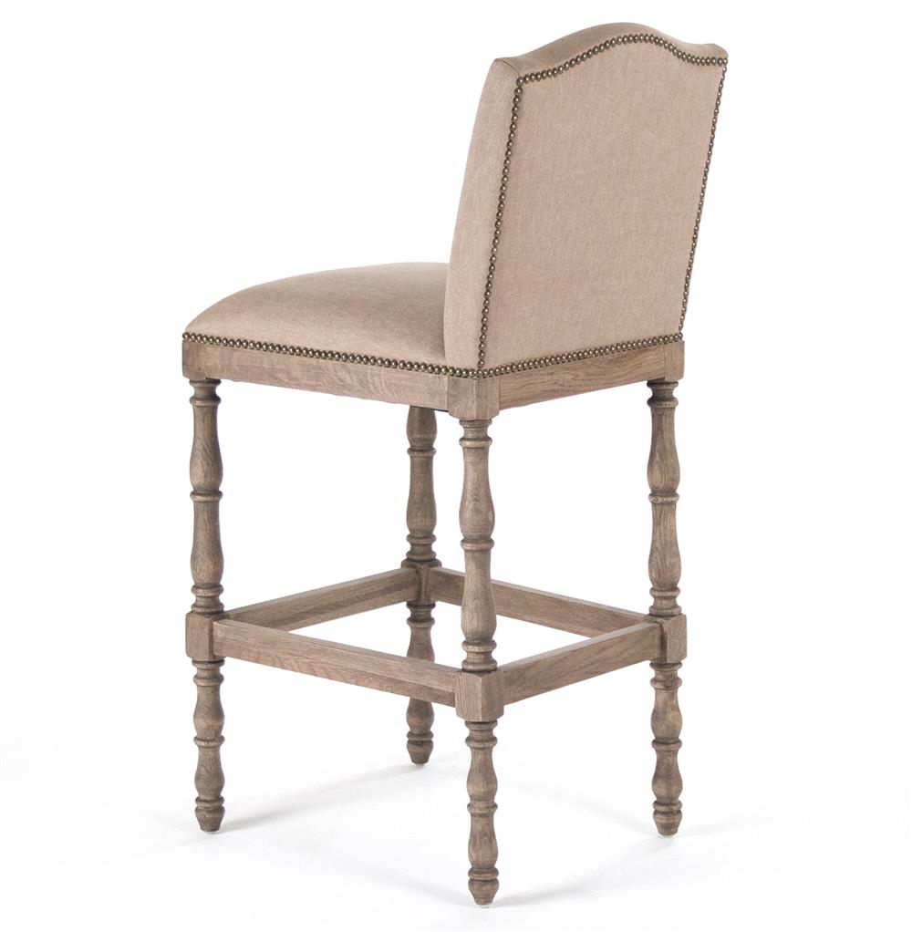 Debussy French Country Reclaimed Oak Linen Bar Stool encequiconcerne Country French Counter Stools