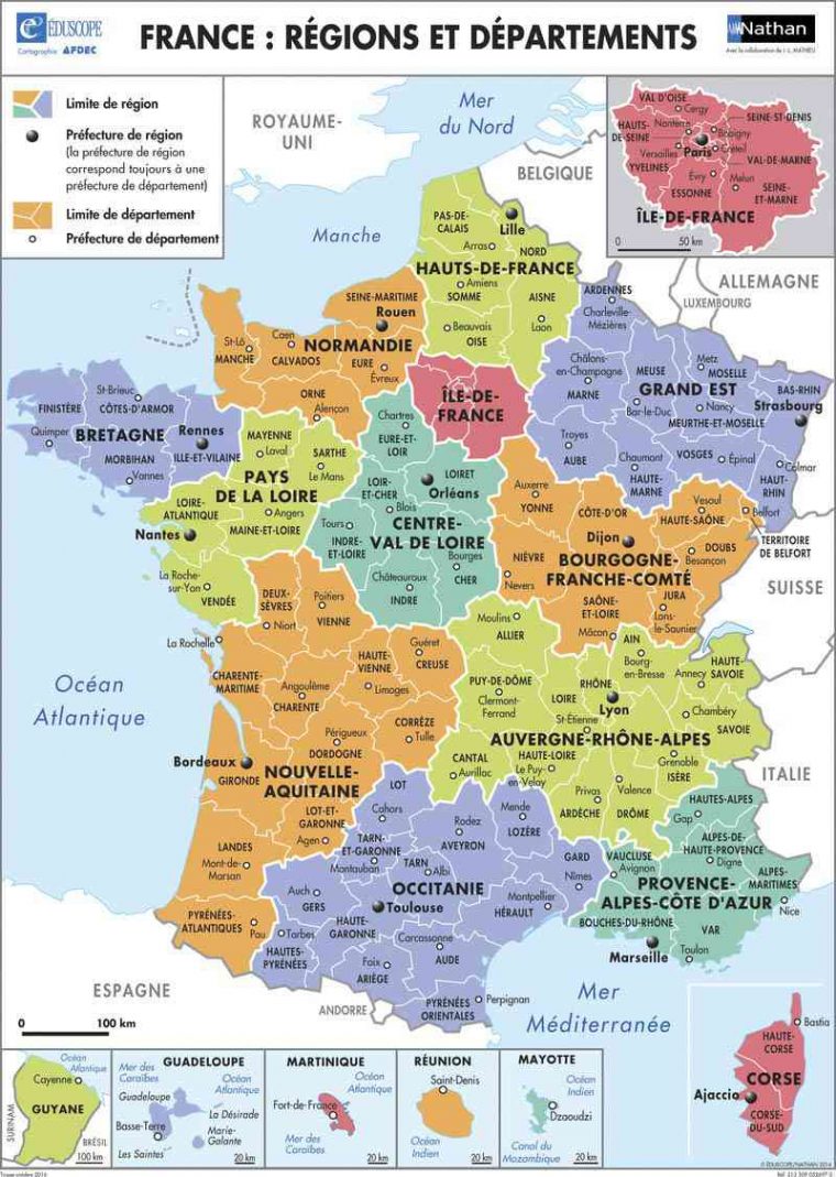 Départements Français » Vacances – Guide Voyage concernant Carte De France Détaillée A Imprimer