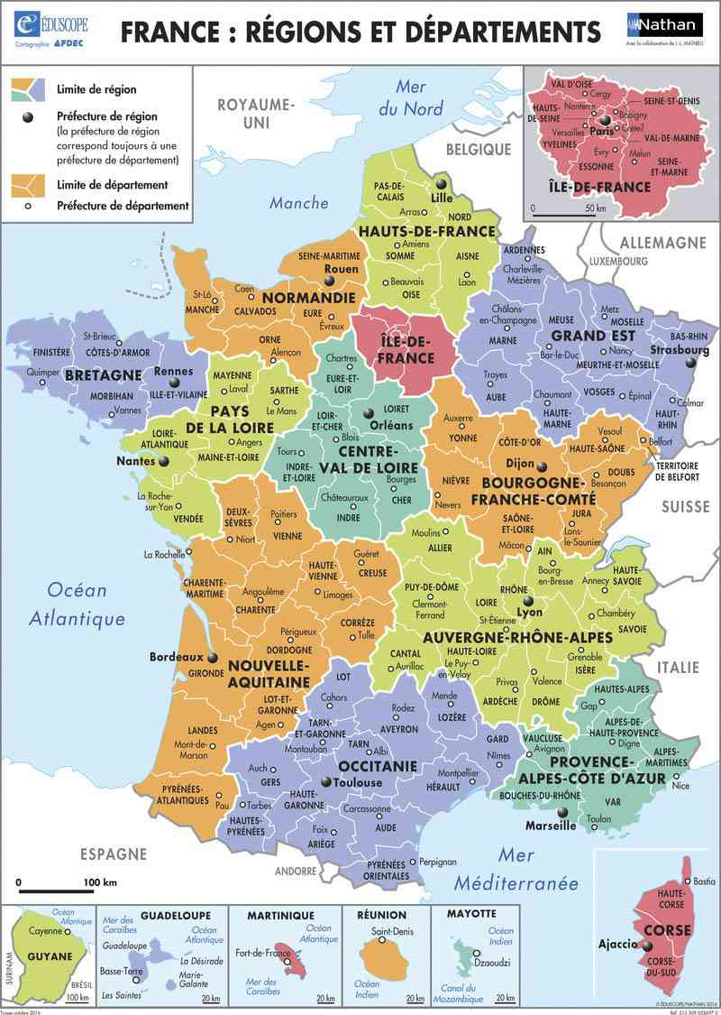 Départements Français » Vacances - Guide Voyage concernant Carte De France Détaillée A Imprimer 
