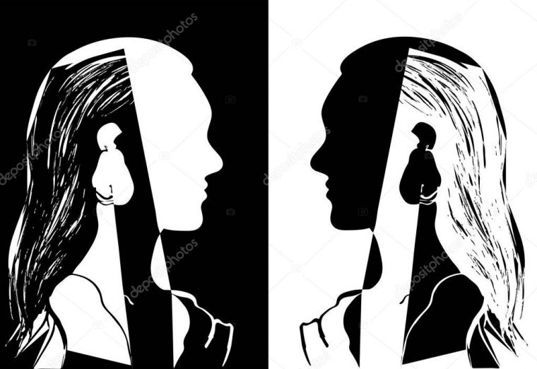 Deux Jeunes Filles Aux Cheveux Longs, Regardant Les Uns concernant Dessin De Tete De Femme