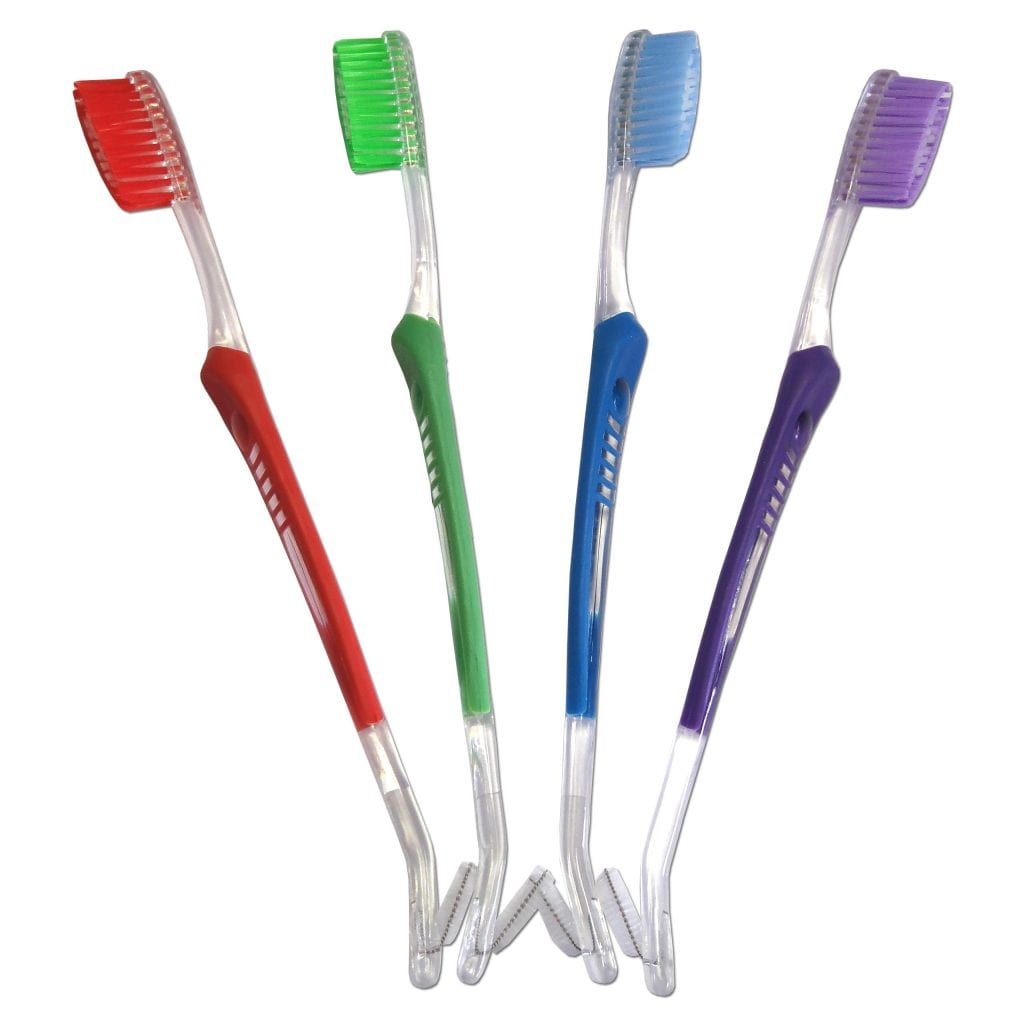 Double-End Orthodontic Toothbrush ~ Set Of 4 - Dental pour Double Power Denture Cleaning Tablets 