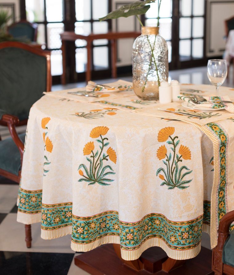 Easter Round Tablecloth Indian Block Print Round Table concernant Country Tablecloths