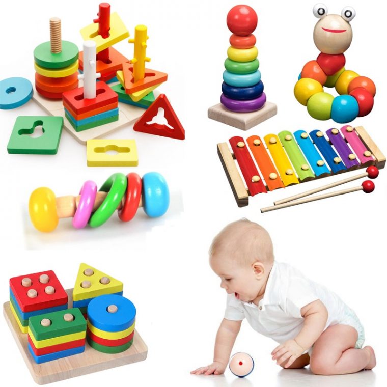 Enfants Montessori Jouets En Bois Arc En Ciel Blocs Enfant intérieur Agario Commande