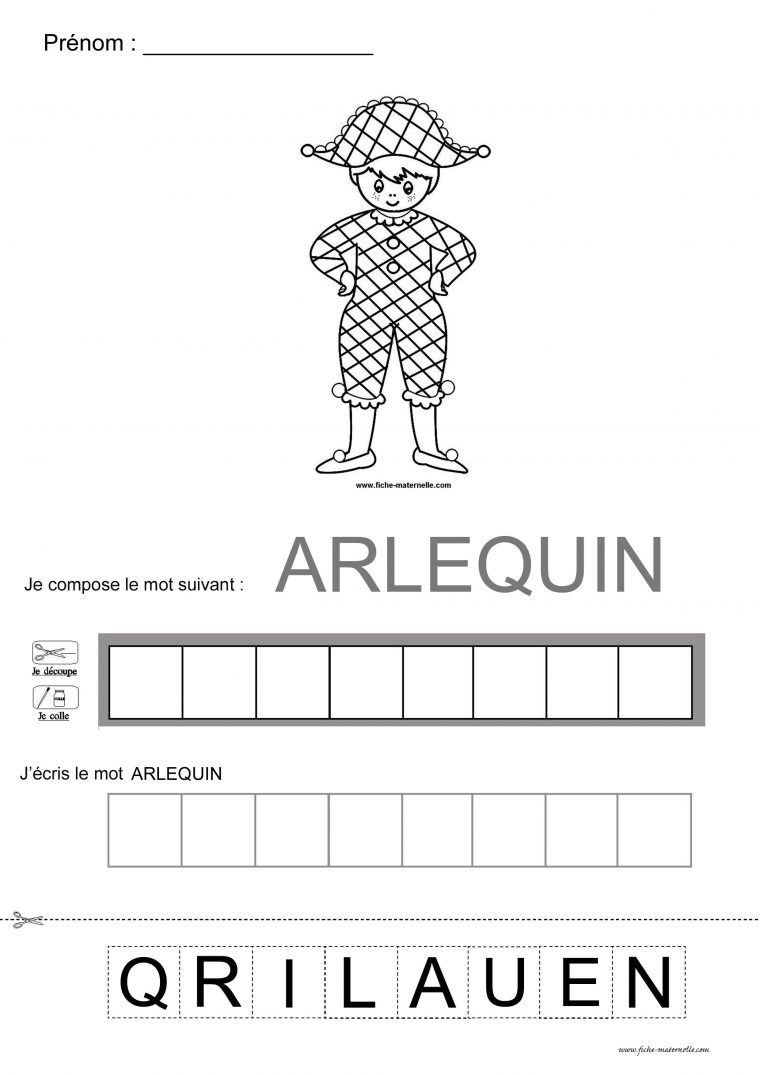 Épinglé Sur Arlequin tout Fiche Maternelle Com